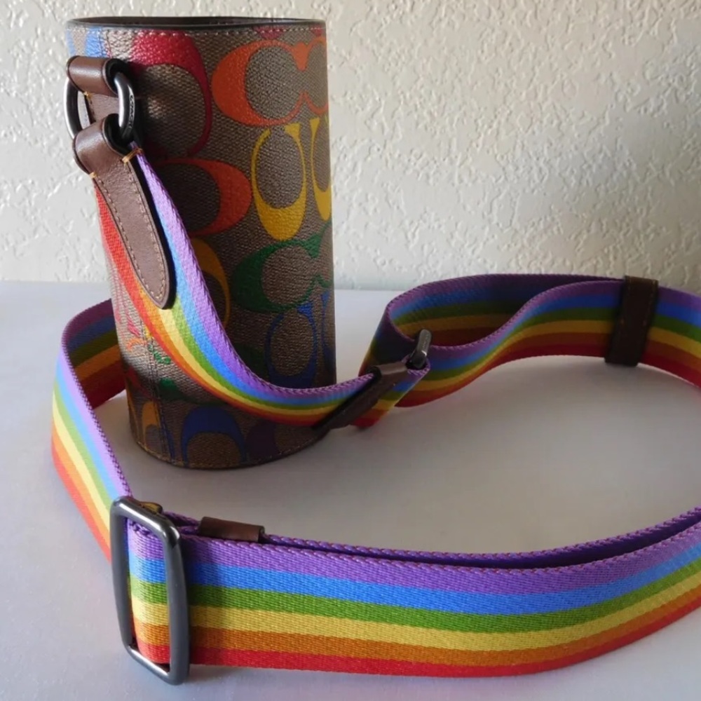 Coach C9855 Water Bottle Crossbody In Rainbow Signature Canvas Pride NWOT - Picture 3 of 6
